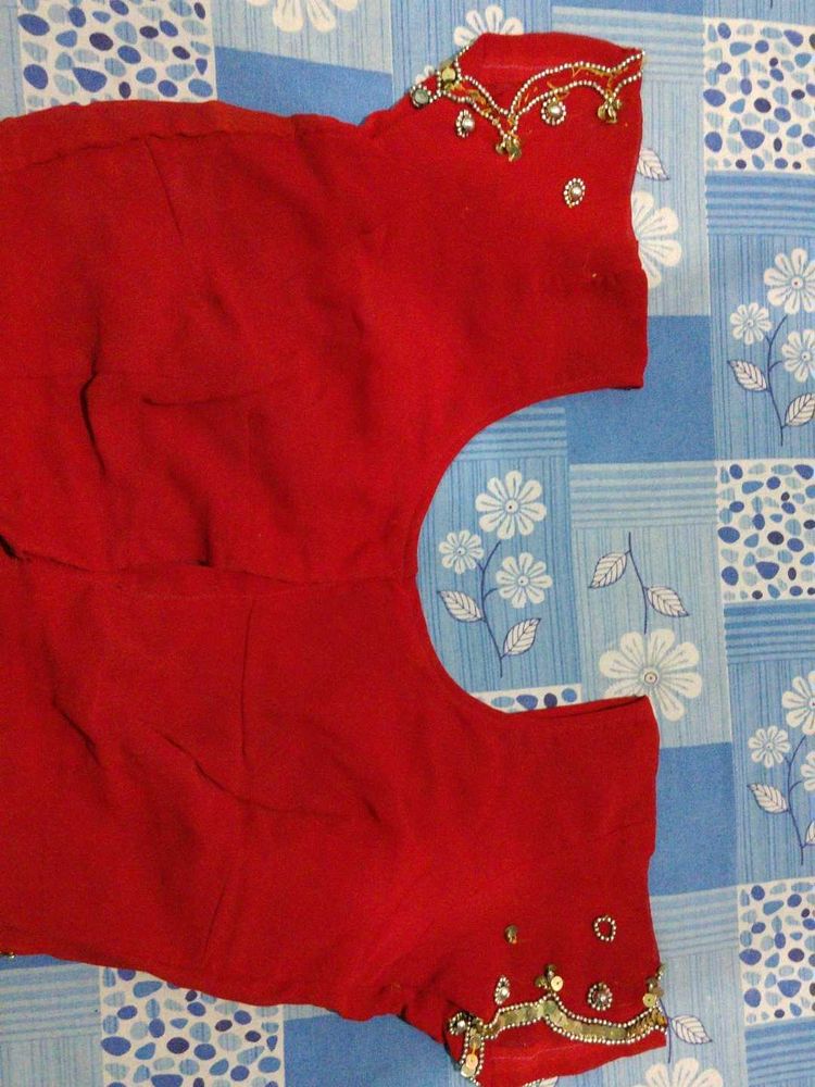 Red Embellished Blouse