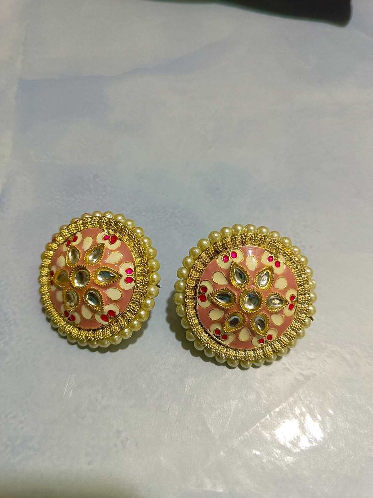 Elegant Kundan Stud Earrings