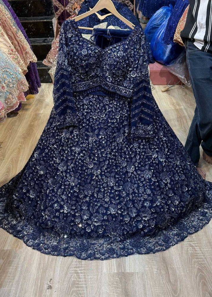 💙Royal Blue Beads Work Cocktail Night Lehga💙
