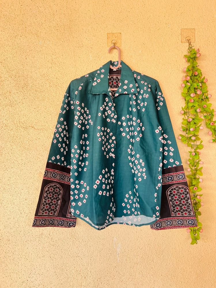 Green Ethnic Bandhani Print shirt