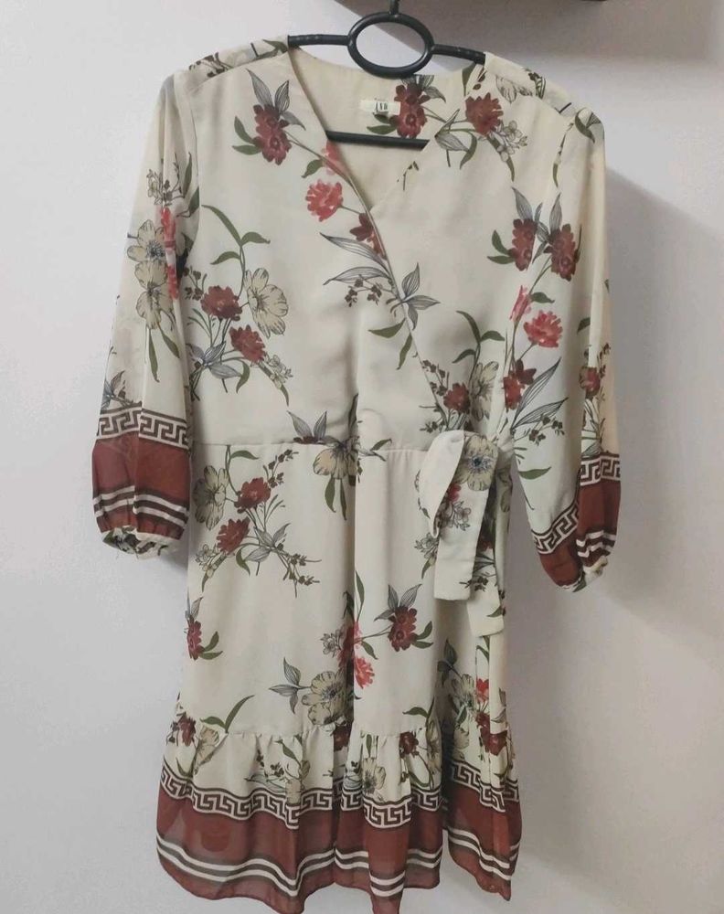 AND Oriental Floral Midi Wrap Dress