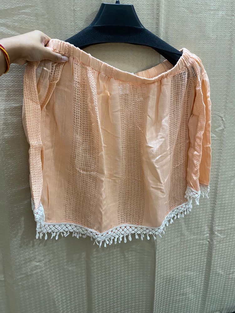 Boho Off-the-Shoulder Lace Trim Top