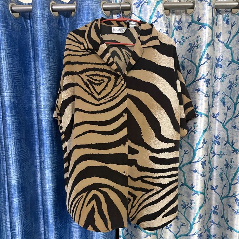 Vintage Tiger Print No wrinkle Cool fabric shirt