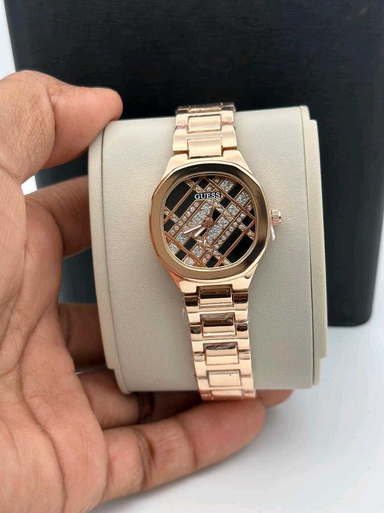 Rose Gold Guess Watch with Crystals