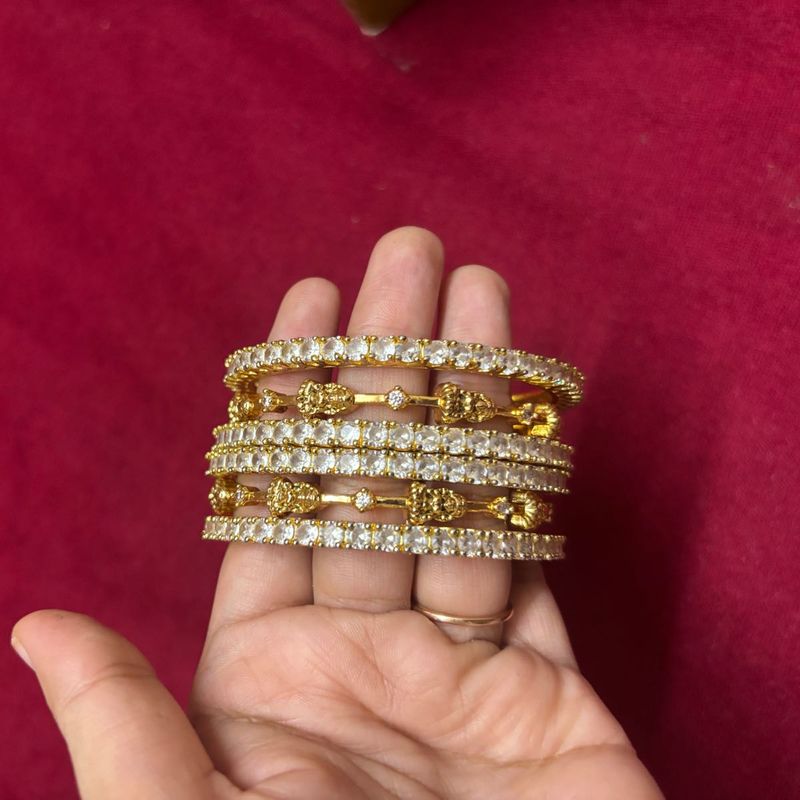 Set of 6 Sparkling Gold Bangles