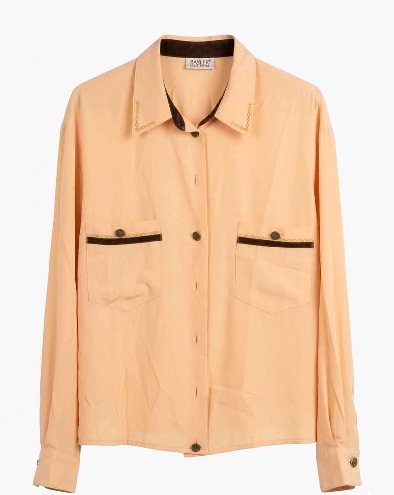 Chic Light Brown Button-Up Blouse
