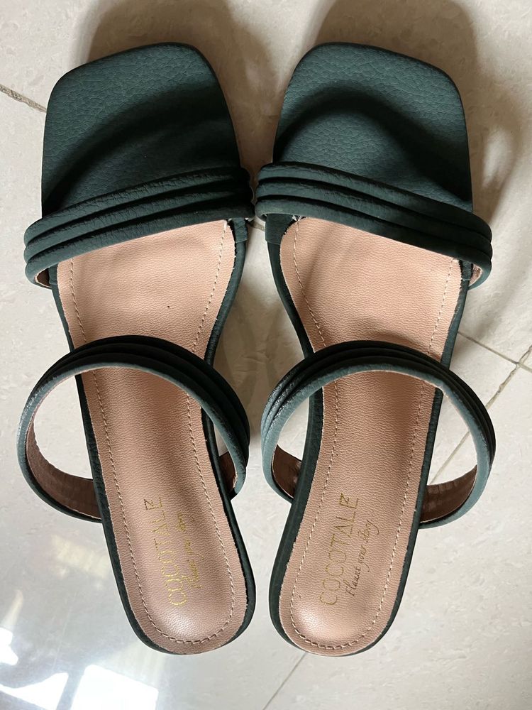 Green heel sandals