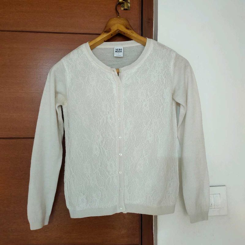 White Lace Varsity Cardigan 🤍