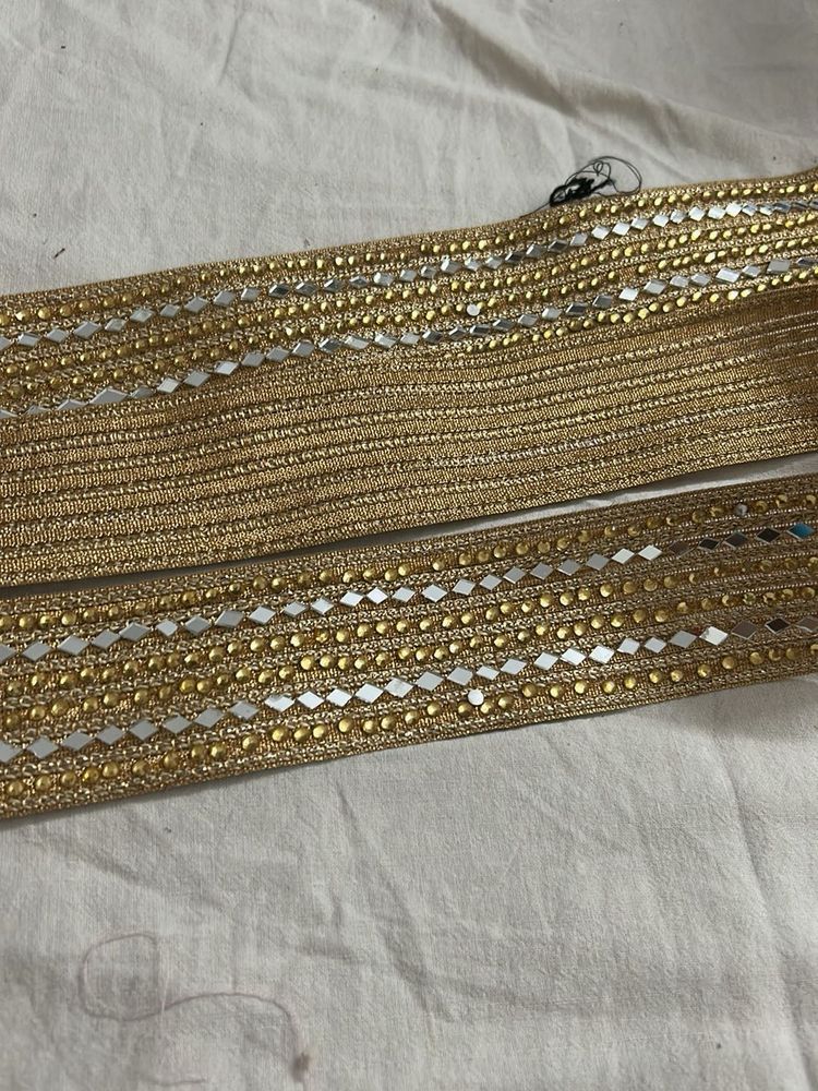 Embellished Gold Trim with Mirror Accents