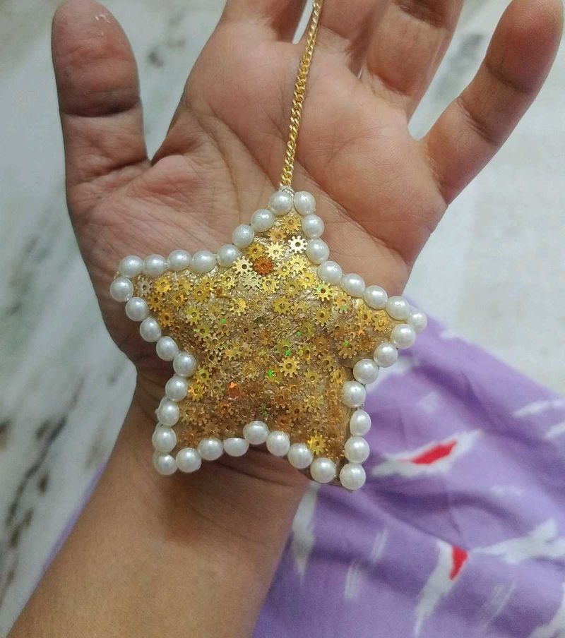 Handmade Perl Star Keychain