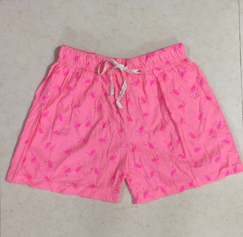 Women’s Flamingo Cotton Pyjama Shorts Neon Pink
