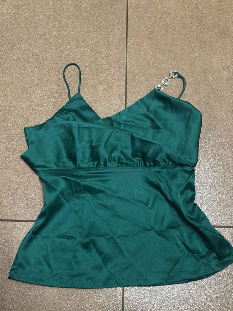 Emerald Green Satin Cami Top