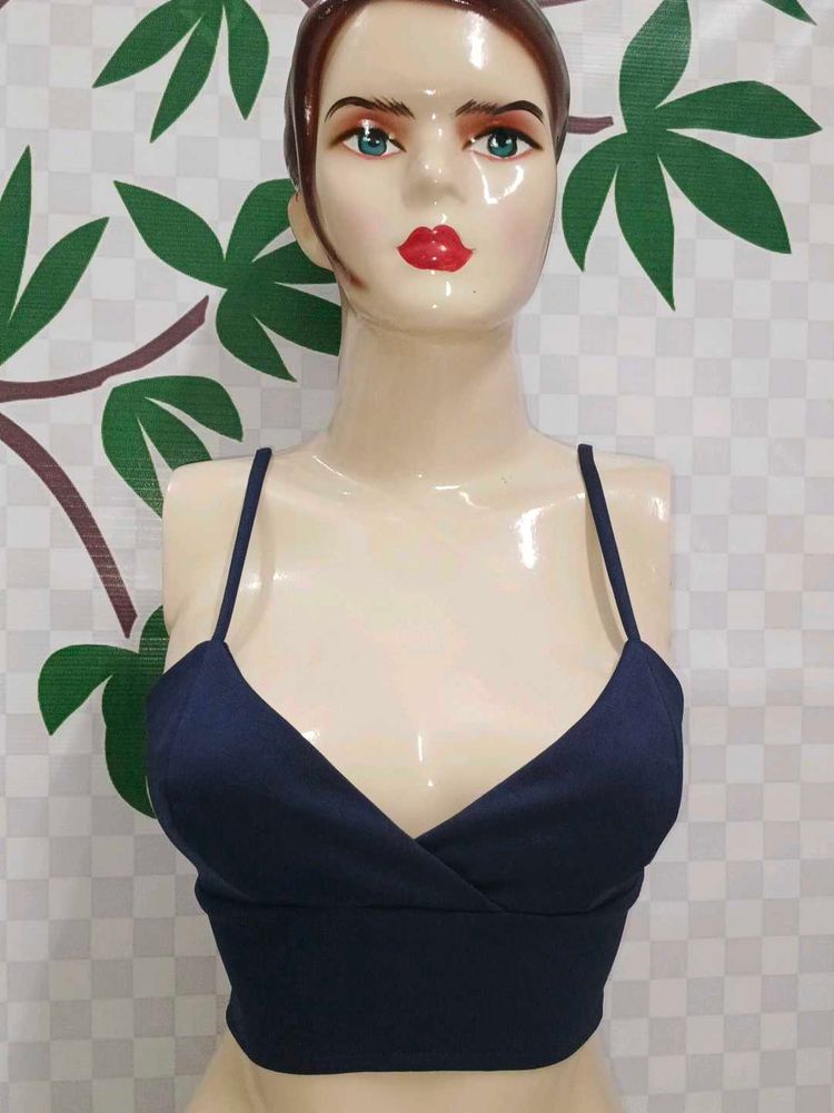 (1100)Navy Blue Cropped Tank Top