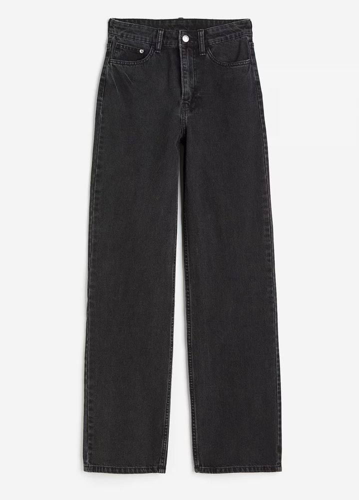 h&amp;m wide ultra high waist black denim