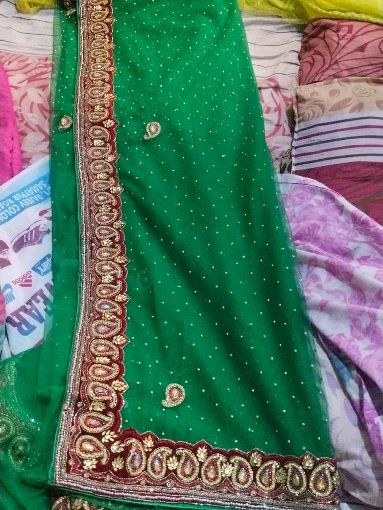 Elegant Green Embellished Saree