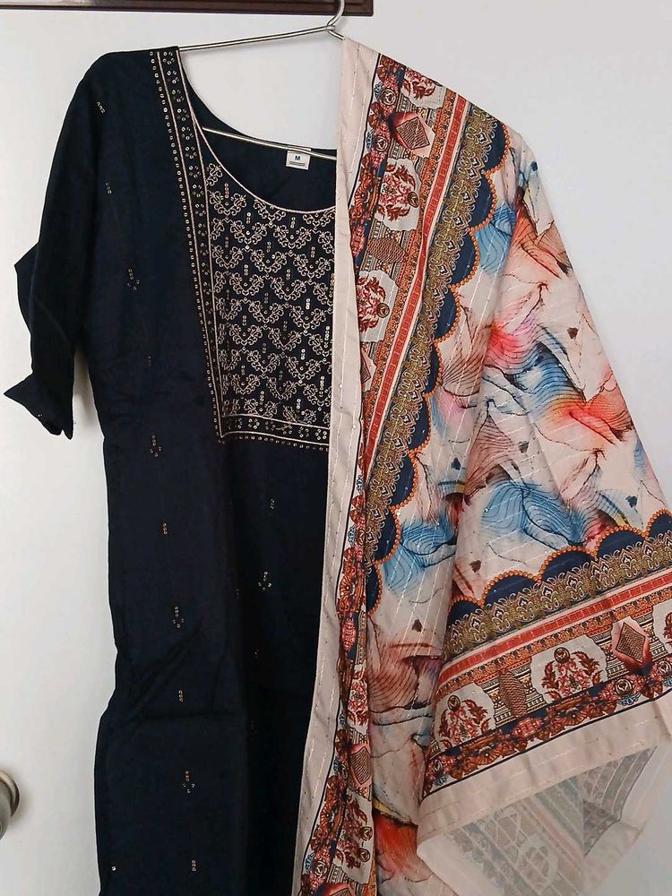 Elegant Navy Kurta Set with Dupatta