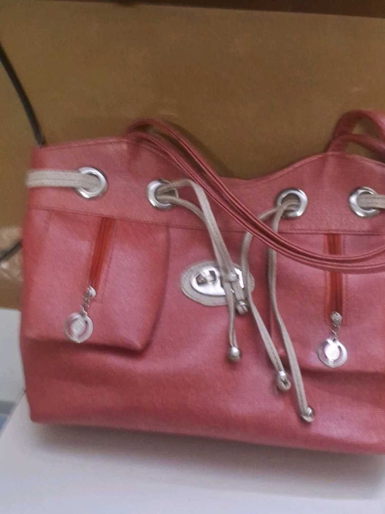 Chic Pink Drawstring Handbag