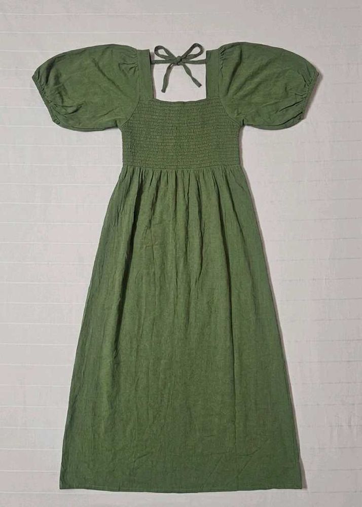 Plain green Midi dress