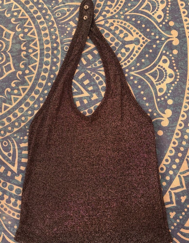 Halter Neck Shimmery Top &amp; Skirt Set (Imported)