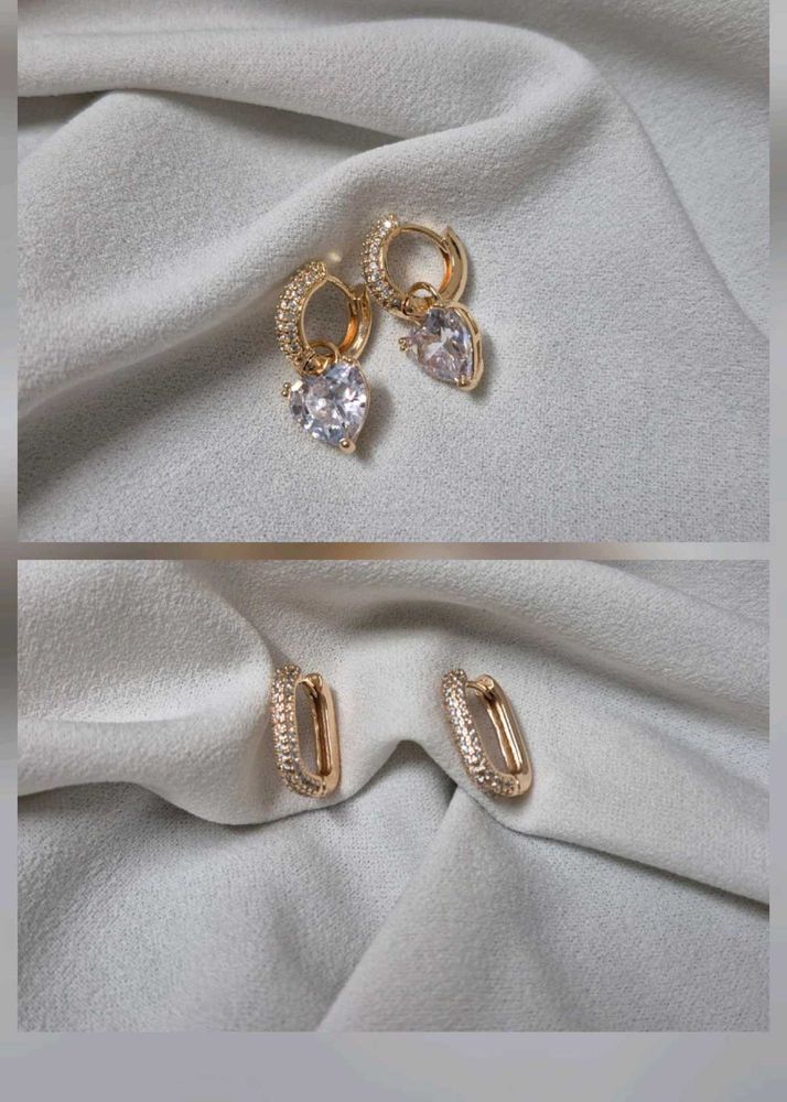 Sparkling Heart &amp; Hoop Earrings Set