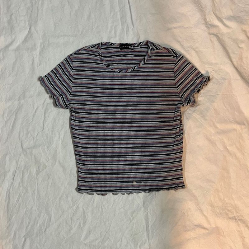Striped Lettuce Trim T-Shirt