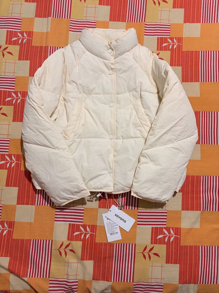 Cream Padded Cropped Jacket