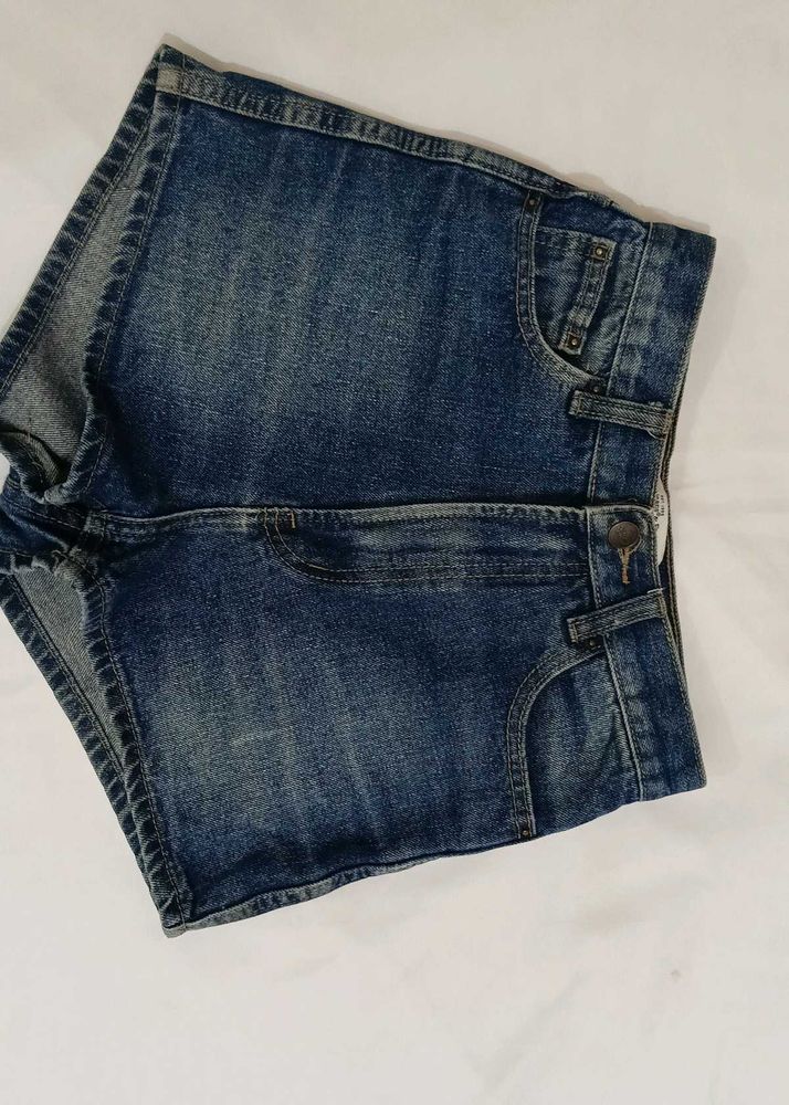 Blue Denim High Waisted Shorts