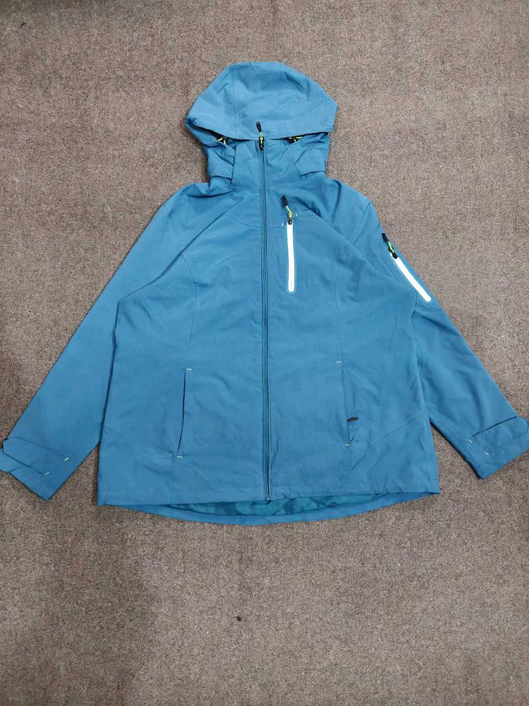 Blue Hooded Outdoor Jacket