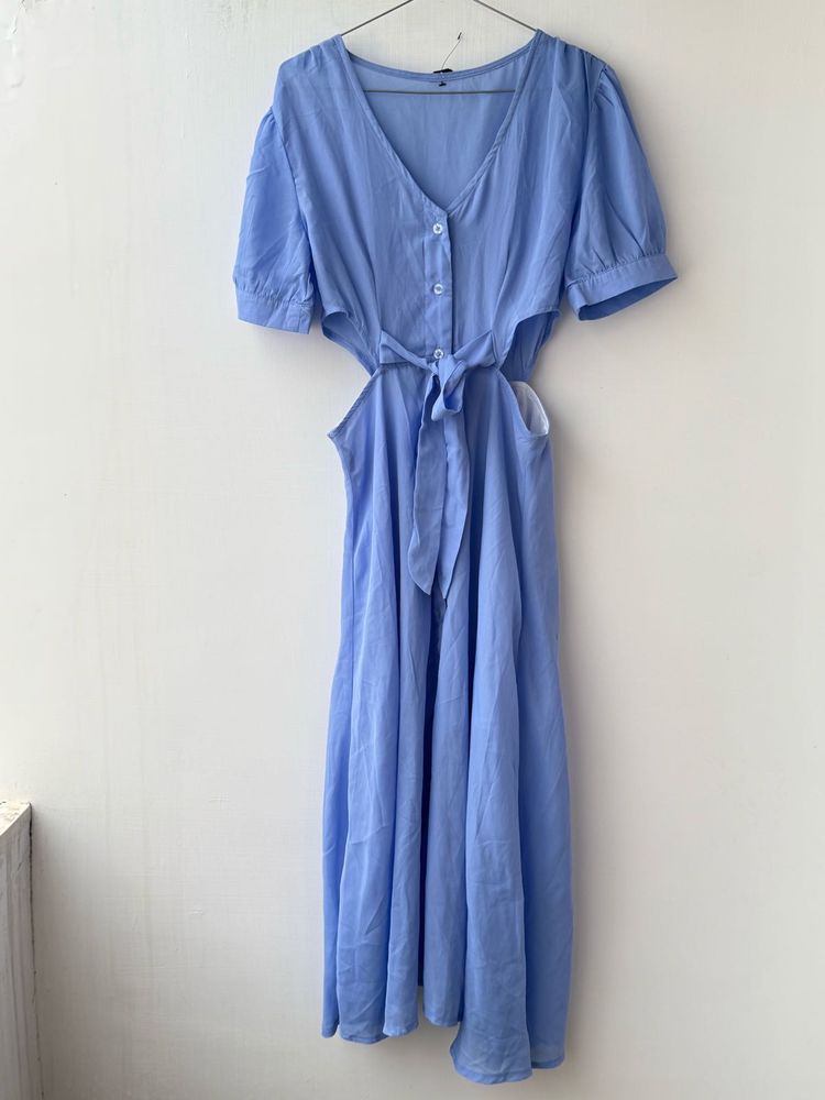 Blue Cutout Midi Dress