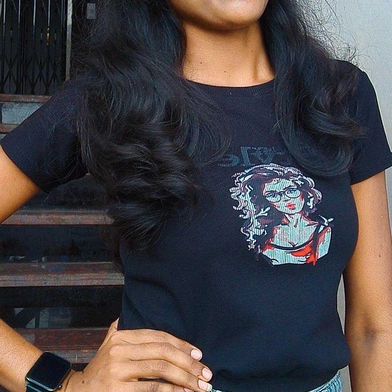 Graphic Print Black T-Shirt