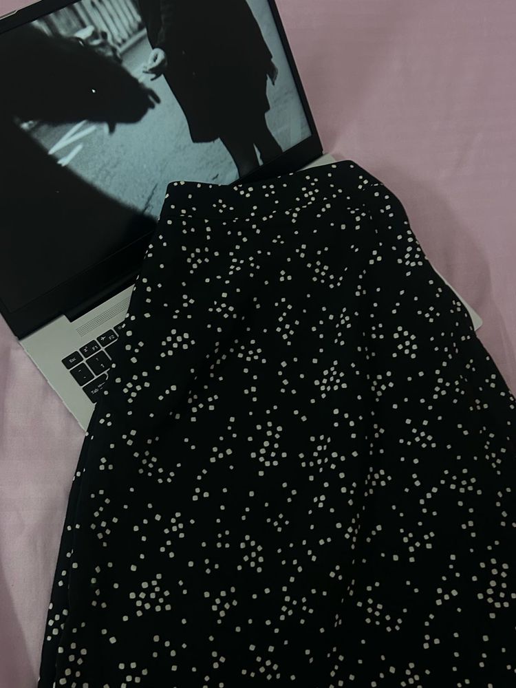 Stylish Black &amp; White Polka Dot Midi Dress