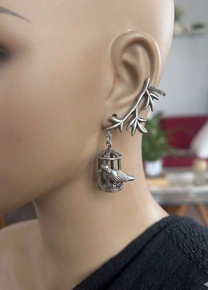 Birdcage Ear Cuff with Branch