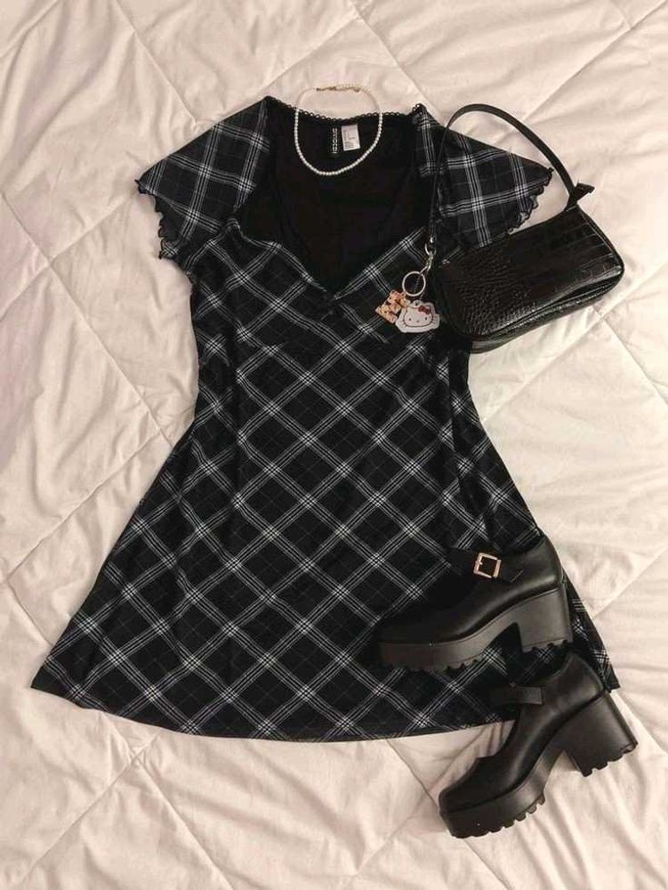 Goth Plaid Mini Dress