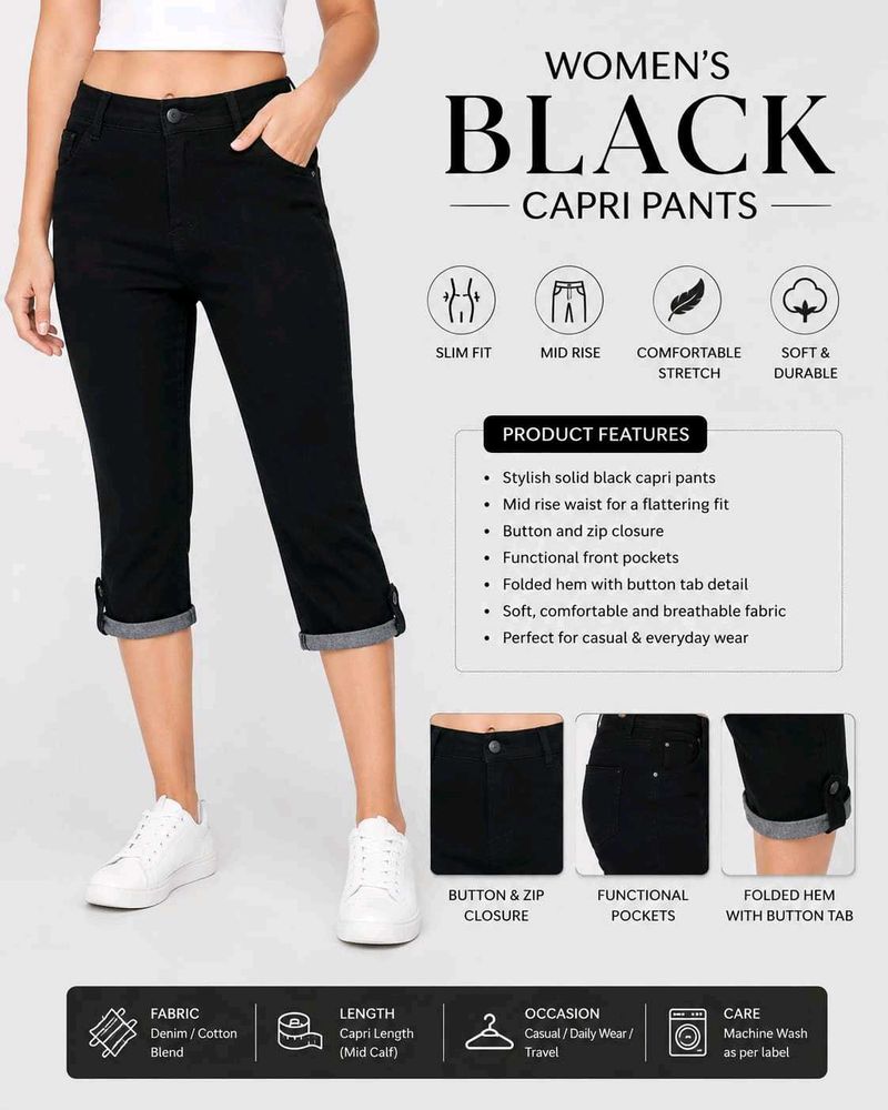 Women's Black Capri Pants