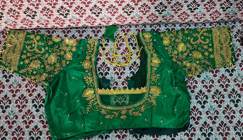 Bridal Aari work Green blouse