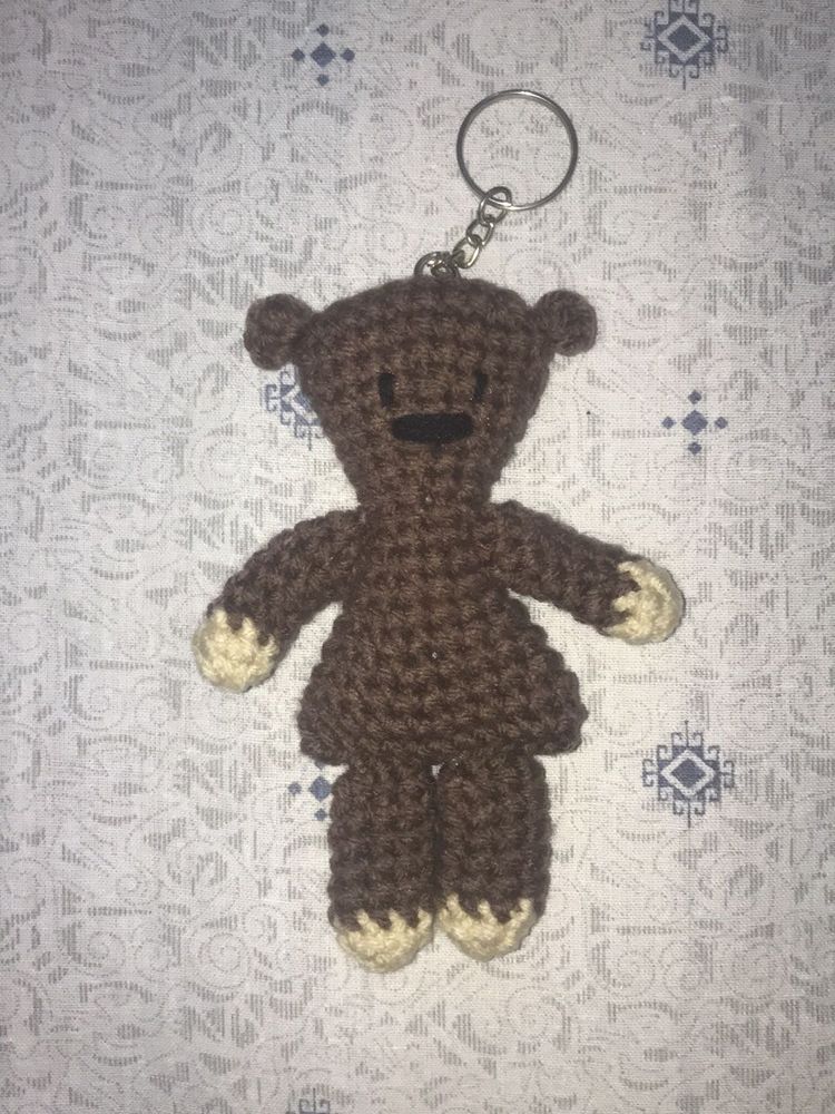 Crocheted Mr Bean Teddy Keychain