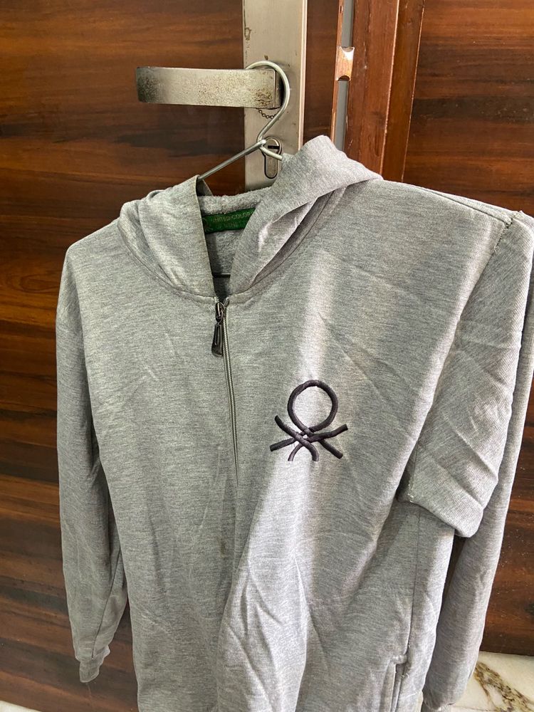 Unied Colour of Benetton Grey Full Zip Hoodie