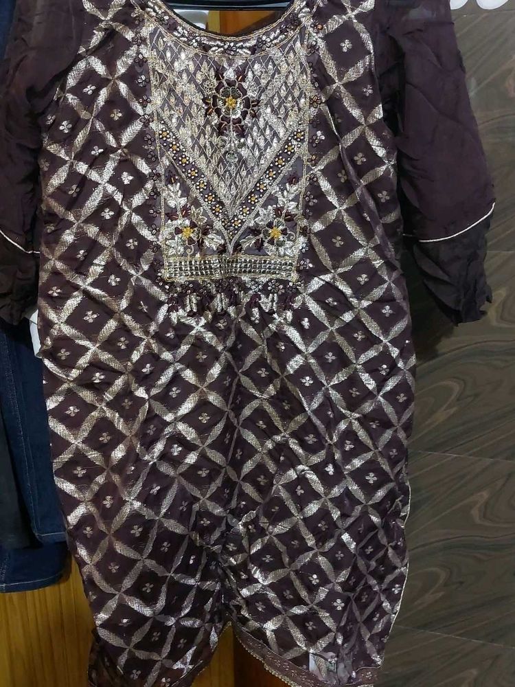 Embroidered Kurta Set with sharara