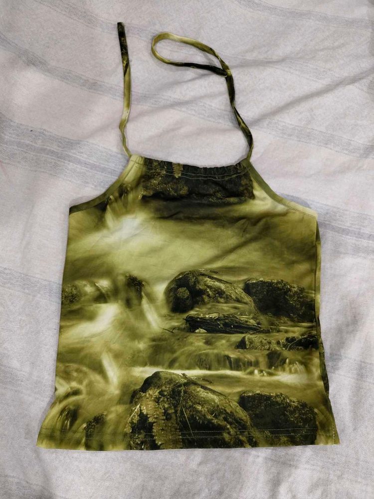 Nature Print Halter Neck Top