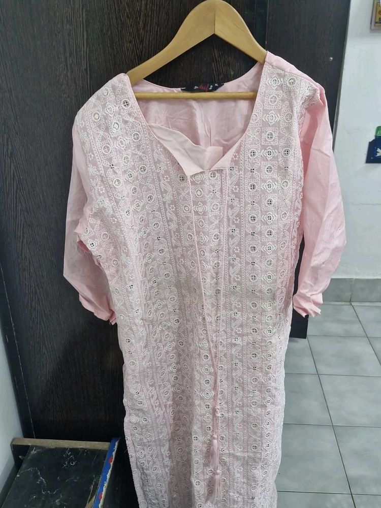 Elegant Pink Chikankari Kurta