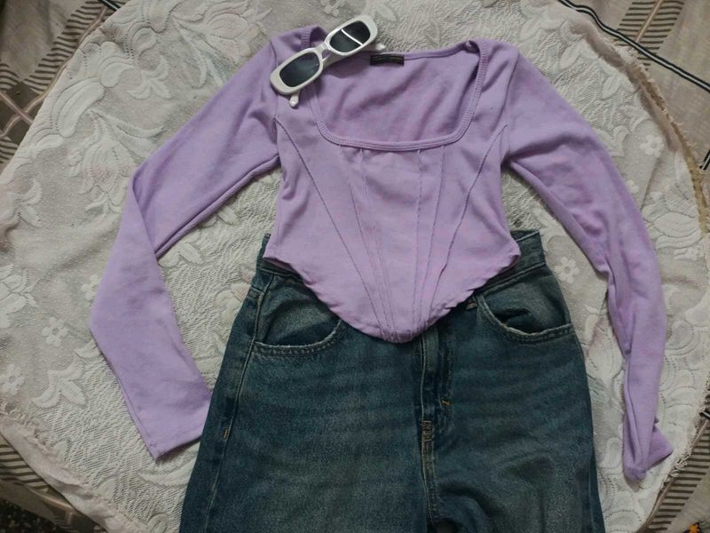 Lavender Corset Long Sleeve Top