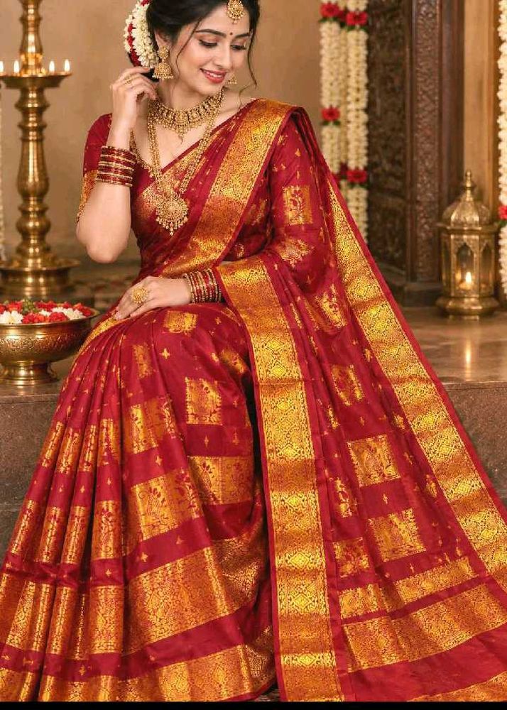 Red Silk Saree with Blouse