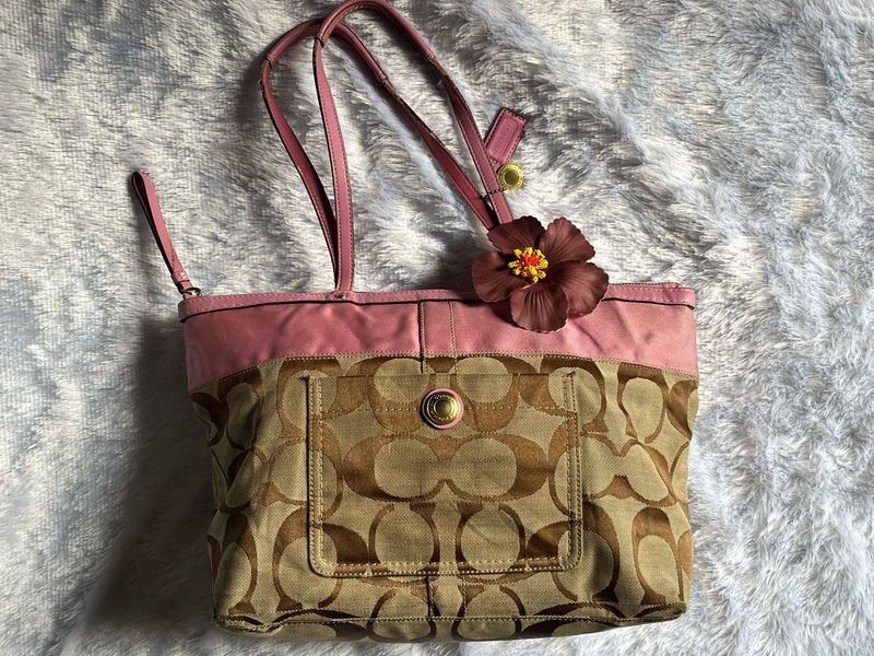 Coach Pink and Brown Tote Bag
