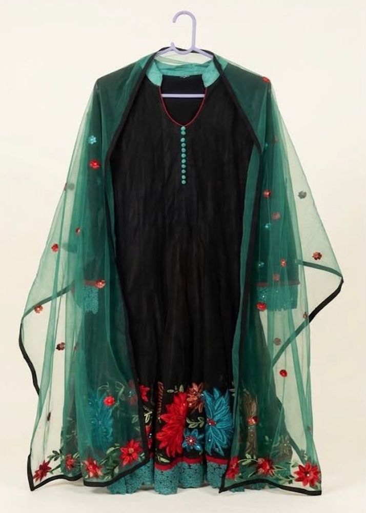 Elegant Black Anarkali with Dupatta