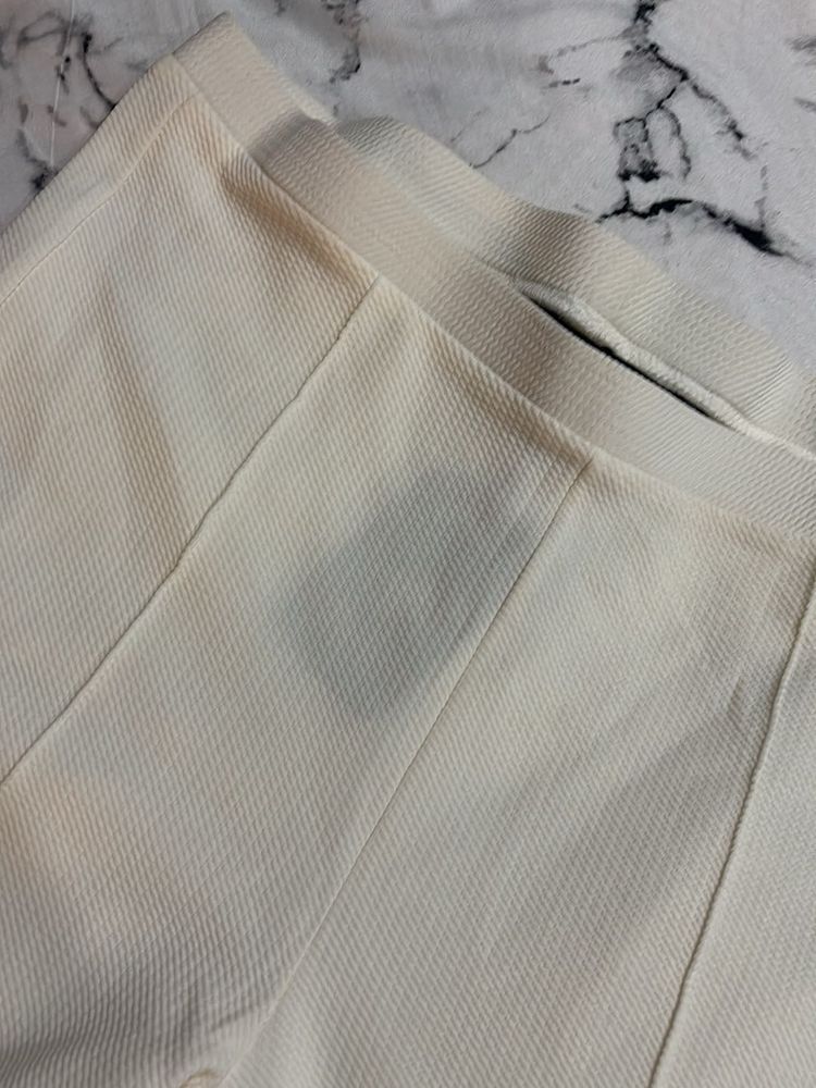 Cream Textured Pants