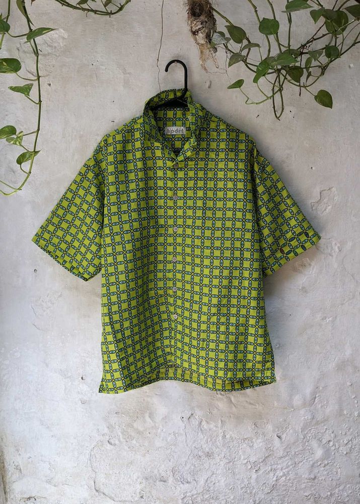 Retro Geometric Print Short Sleeve Shirt