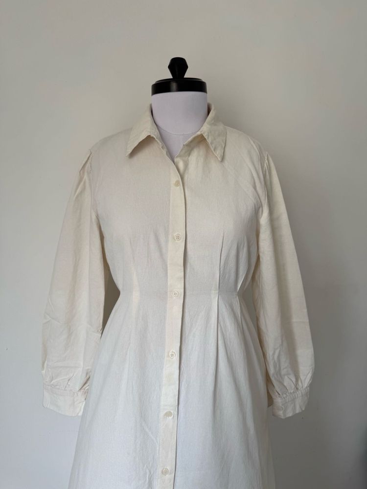 Cream Button-Up Shirt Dress