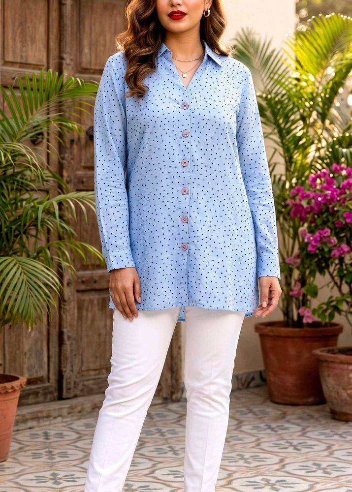 Zudio Xxl Blue Polka Dot Shirt Tunic