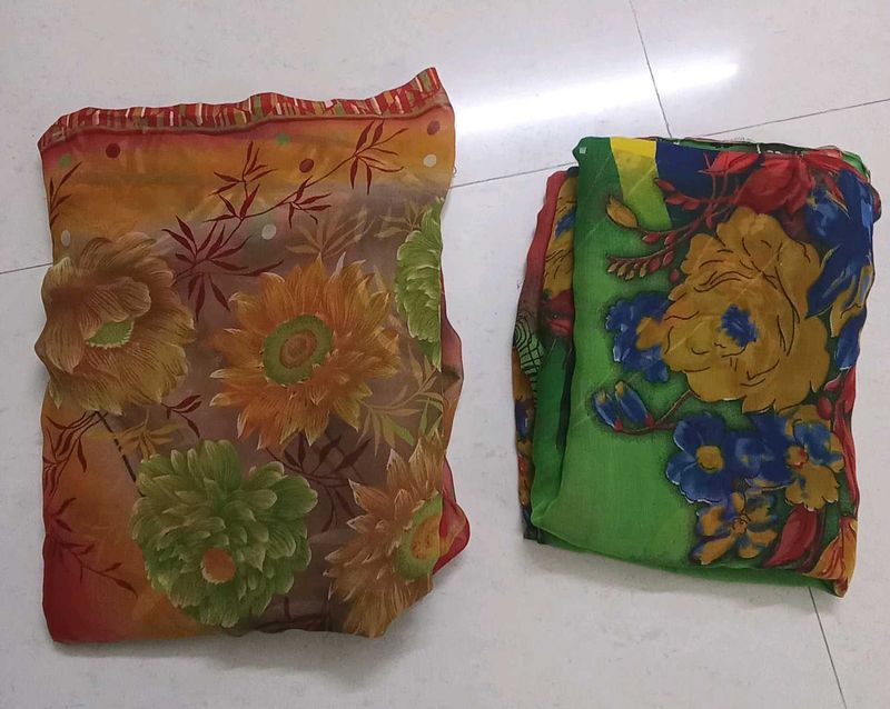 2 combo floral Saree