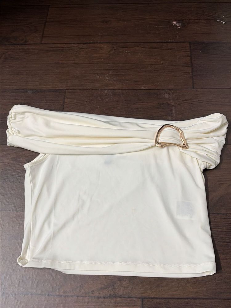 white off shoulder crop to